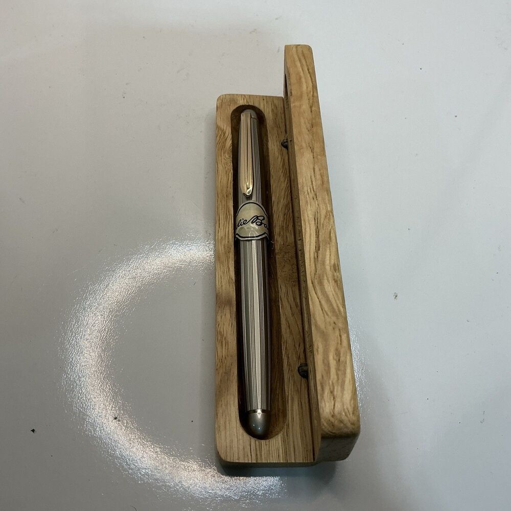 Eddie Bauer Signature Ballpoint Pen Stainless Steel Wood Case Gift Set